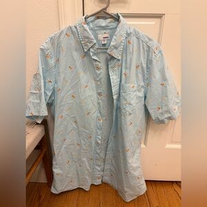 Sonoma Men's Casual Shirt in Light Blue with Peach Print